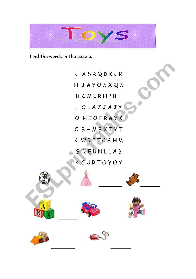 Toys worksheet