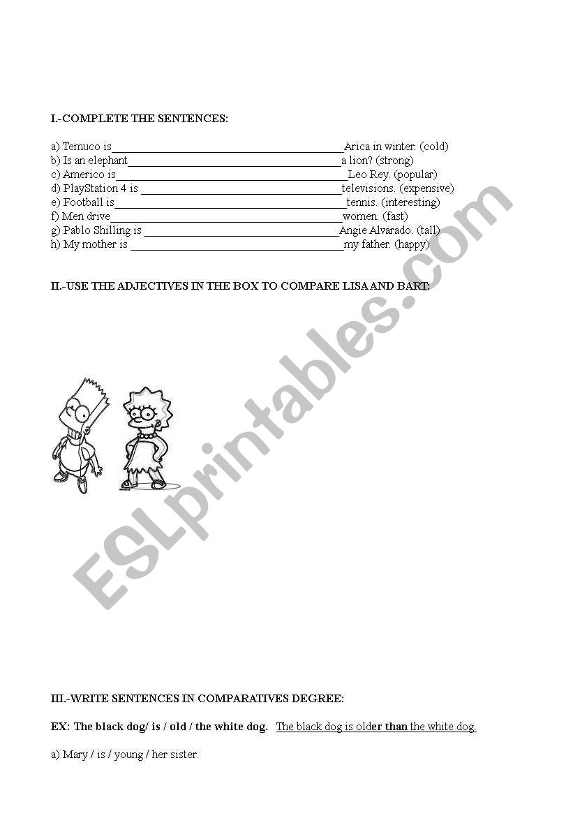 comparatives worksheet