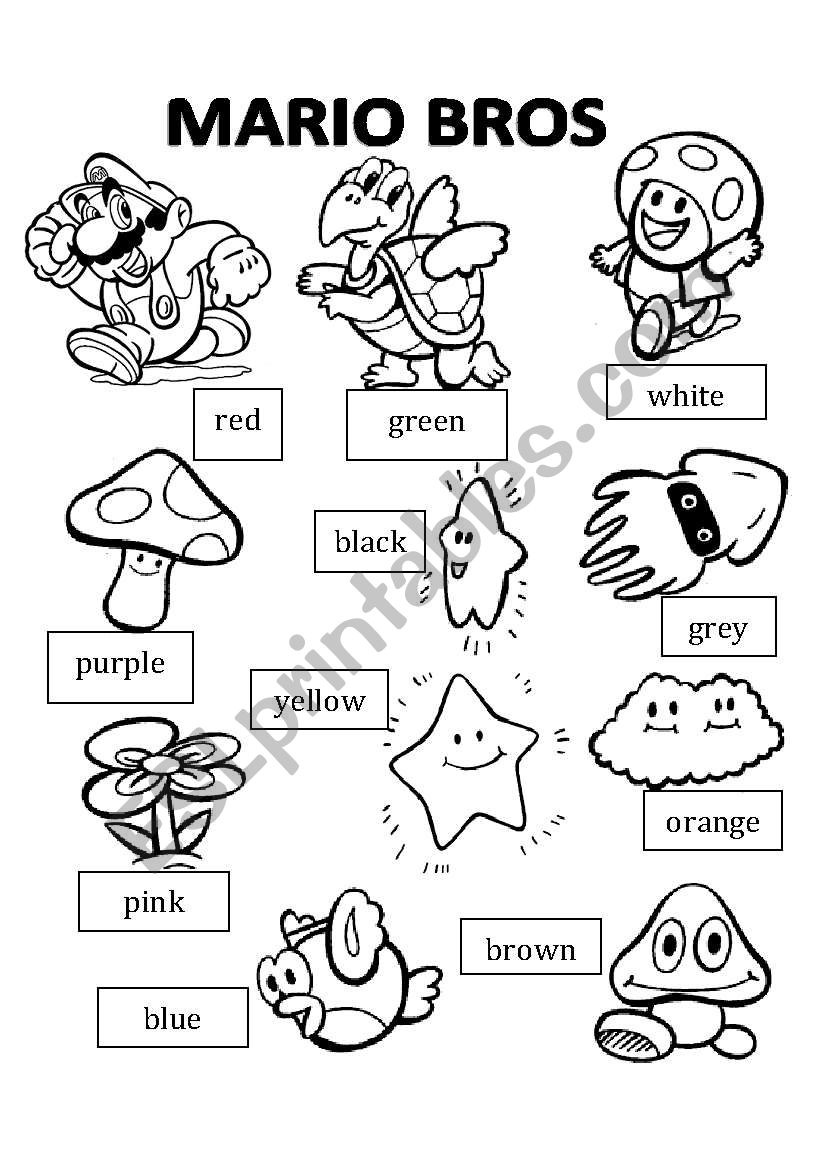 Mario Bros Coloring Color  worksheet