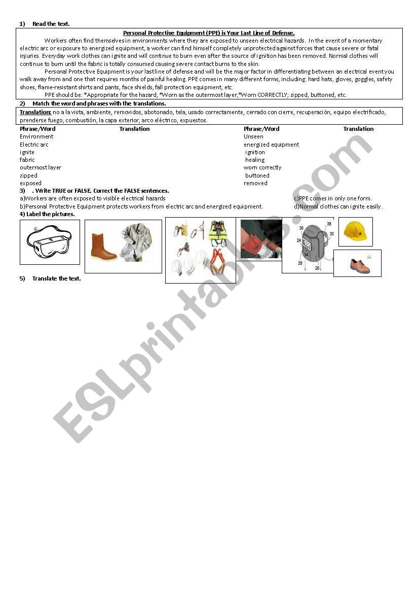 Factory Safety worksheet