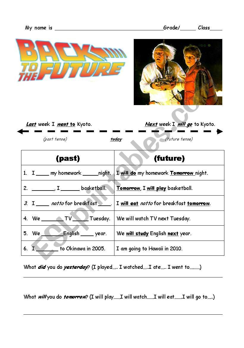 English Worksheets Back To The Future