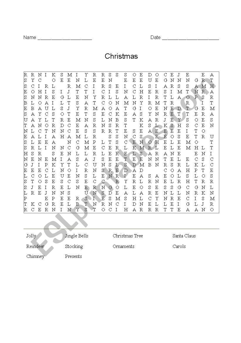 Christmas worksheet