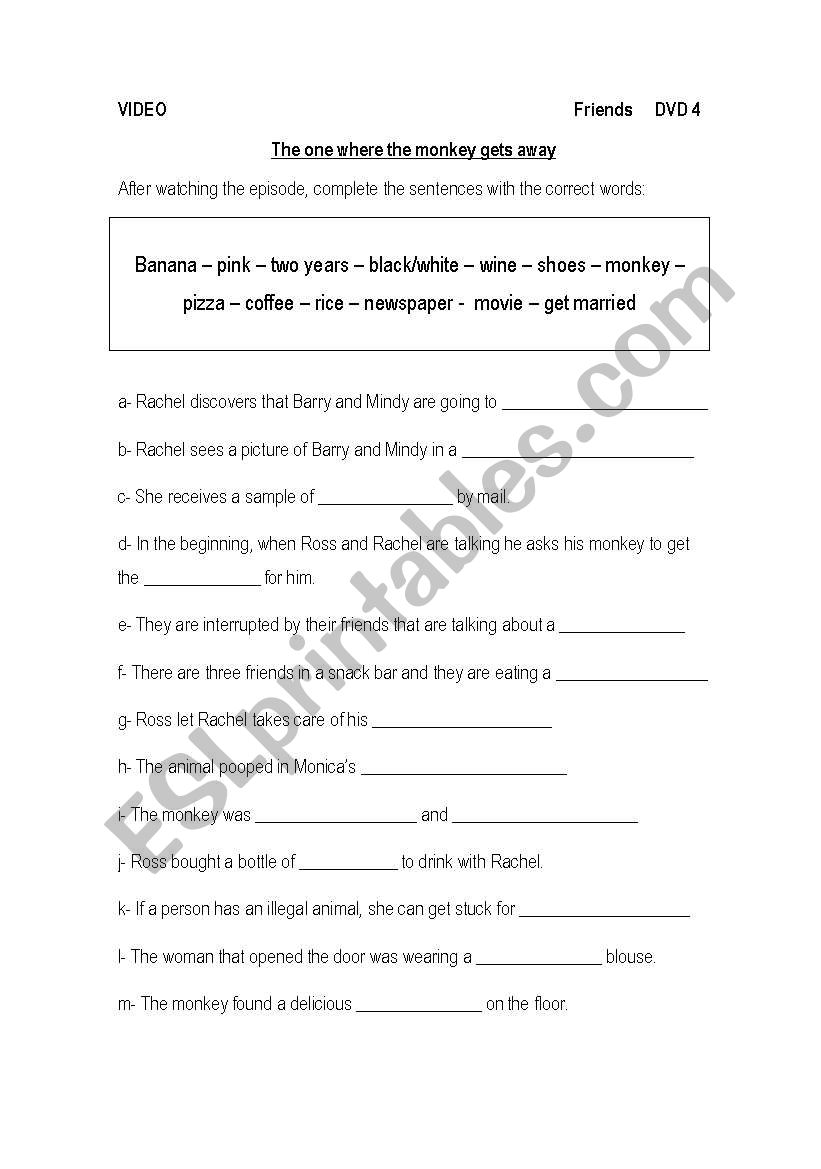 Friends - video worksheet