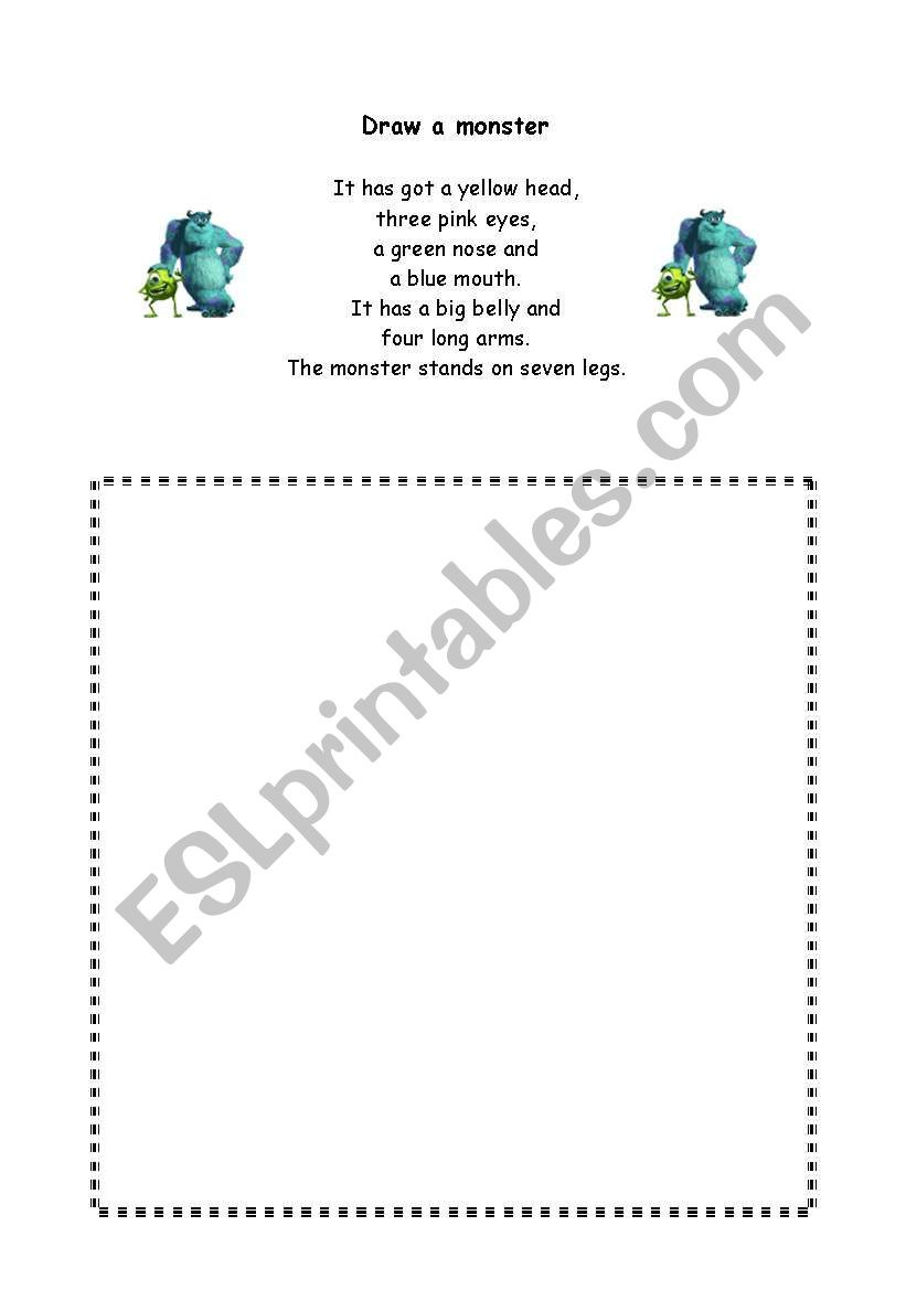 Draw a monster worksheet