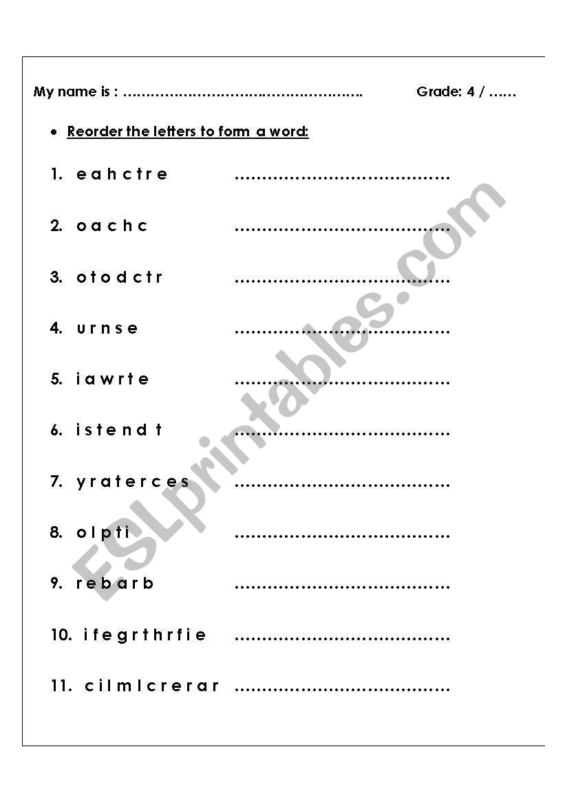 Jobs worksheet