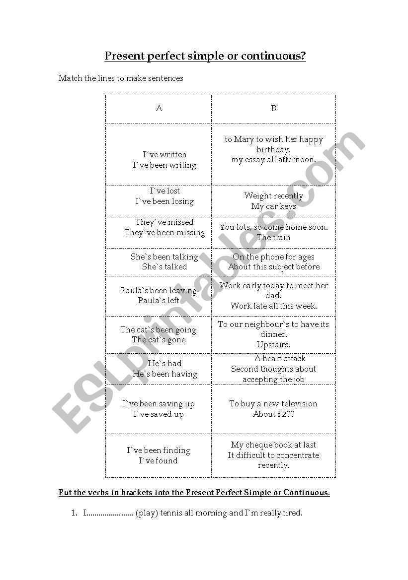 Present Perfect Simple or continuous ? 