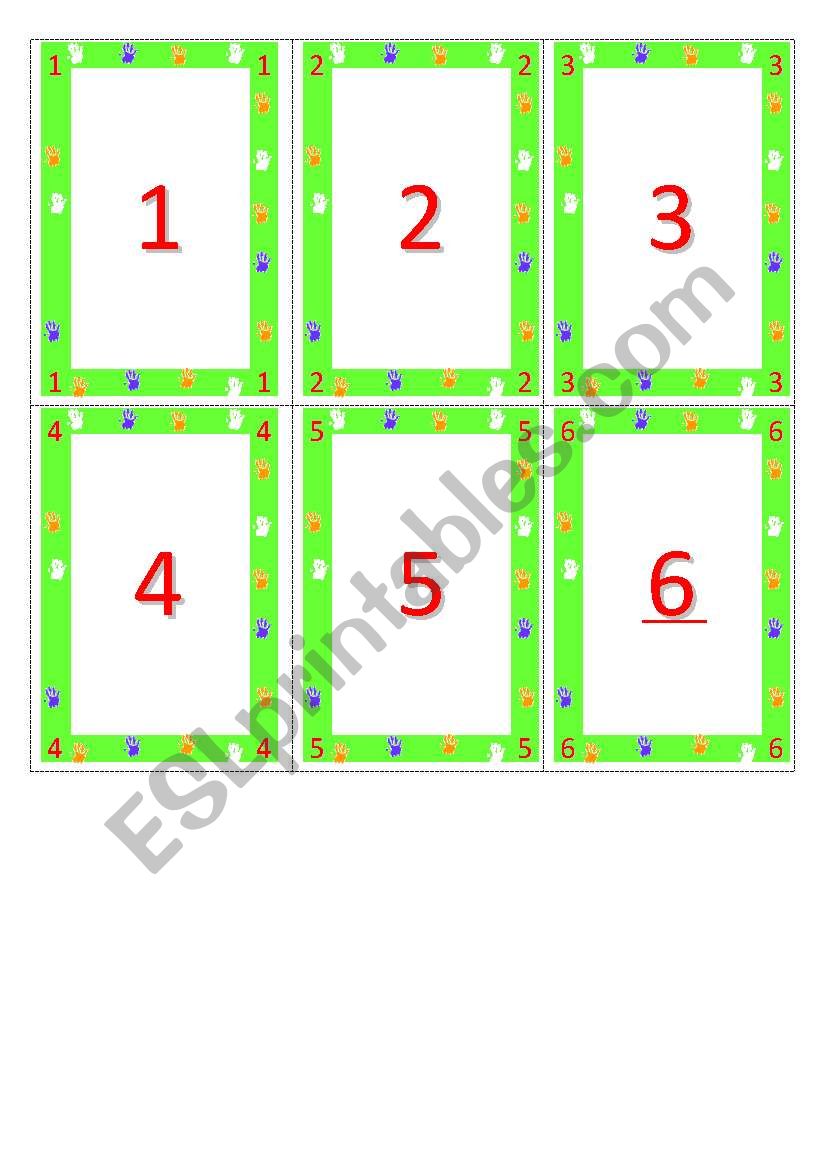 Numbers cards (slap jack) worksheet