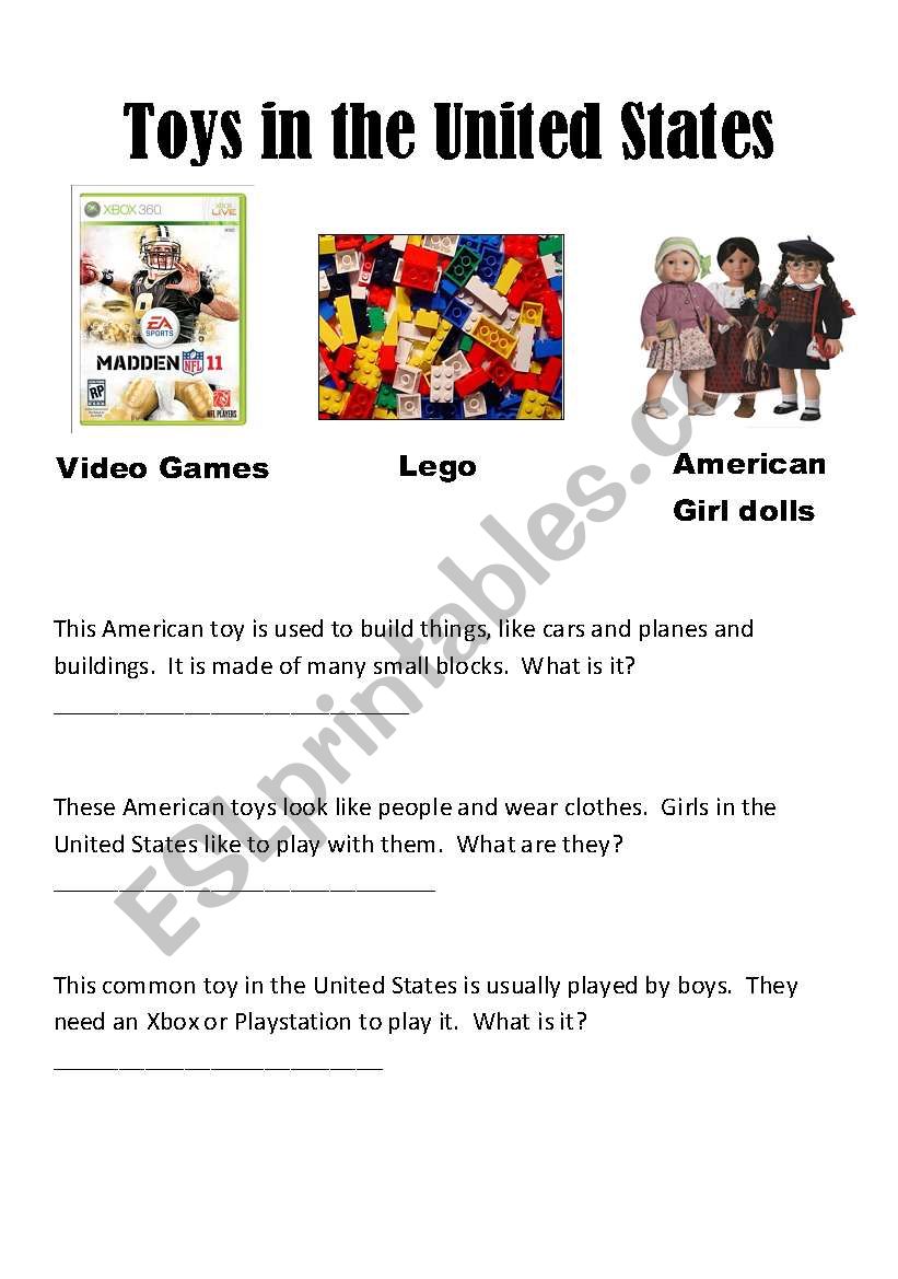 Toys in the United States worksheet