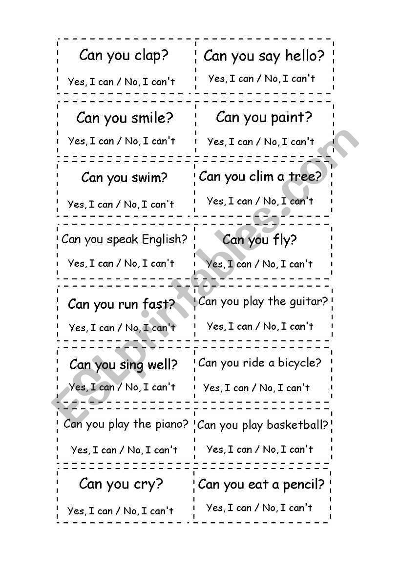 Can you...? worksheet