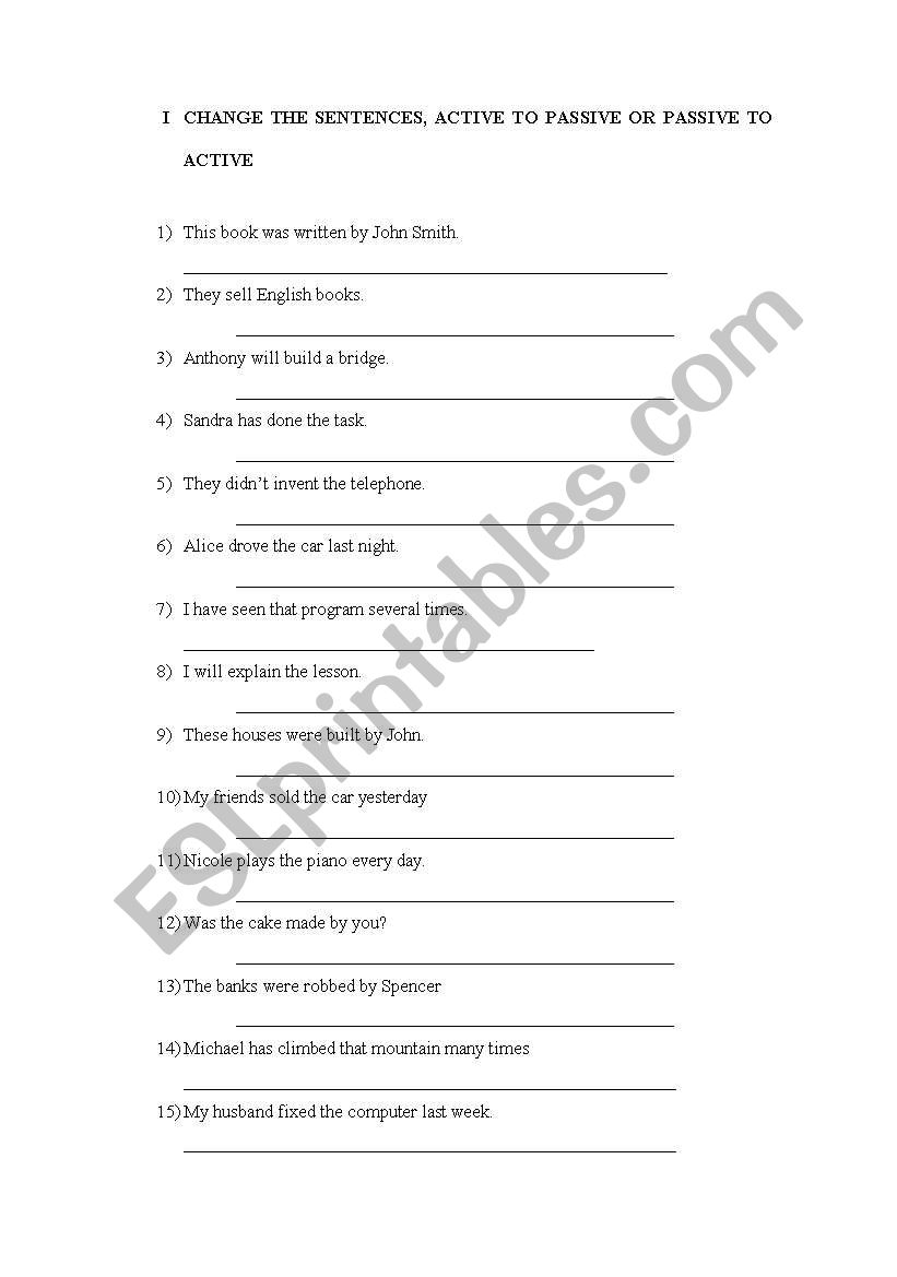 Passive Voice worksheet