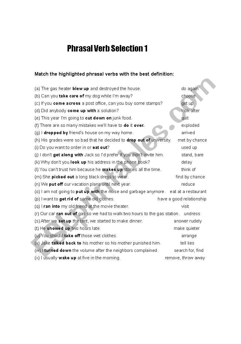 Phrasal Verbs1 worksheet