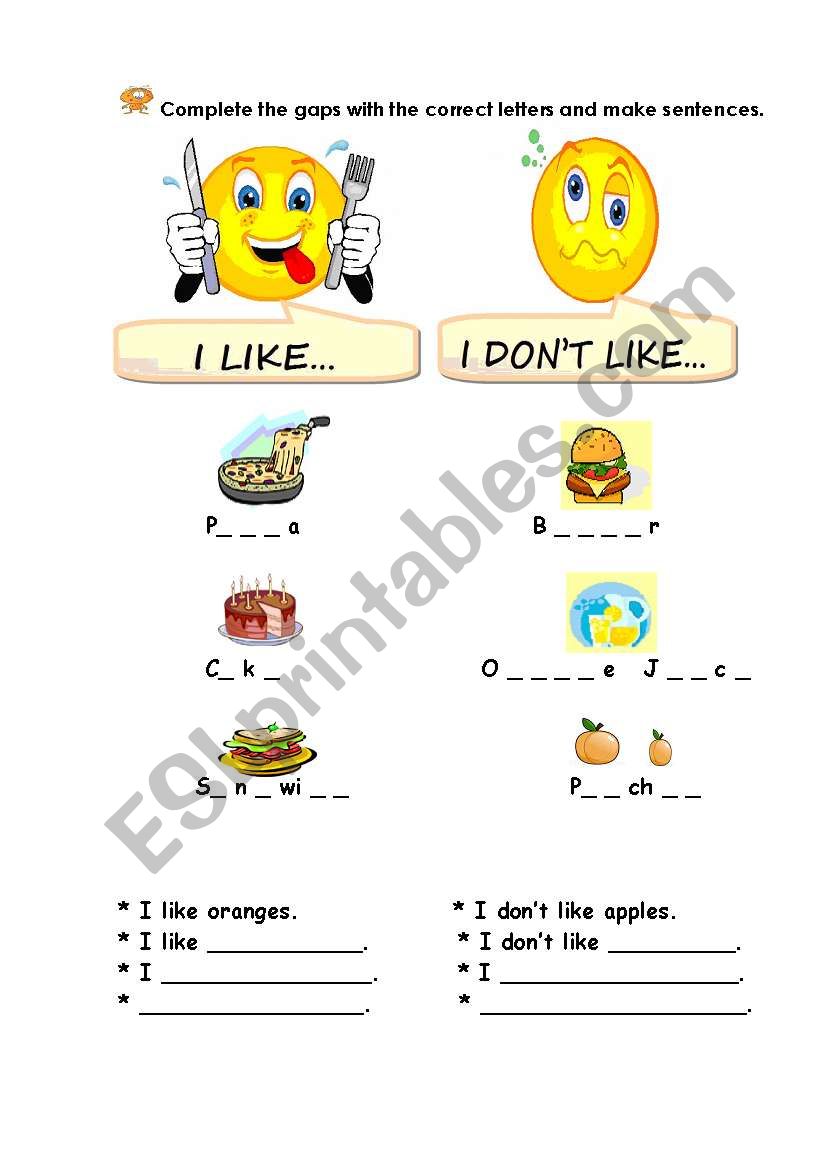 I Likei Don´t Like - Esl Worksheet By Fulmini