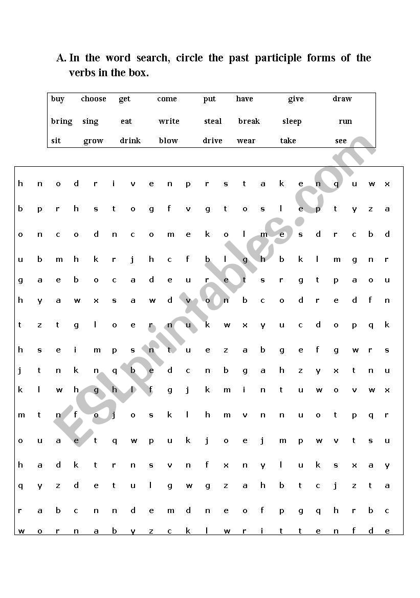 past perfect puzzle worksheet
