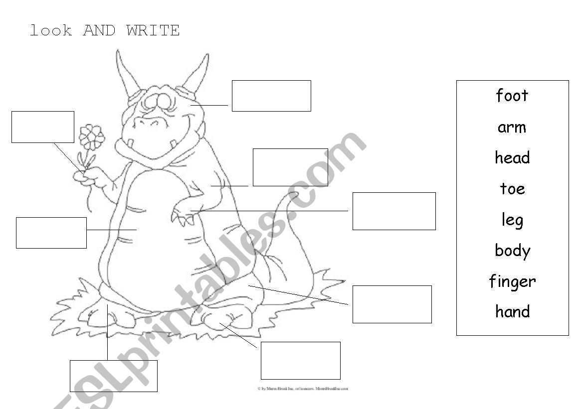 monster body parts worksheet