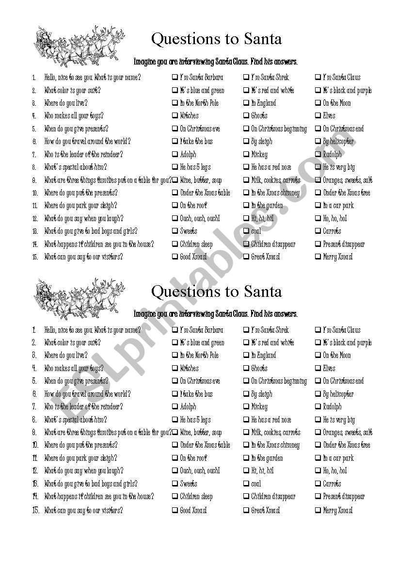 Interview Santa Claus! worksheet