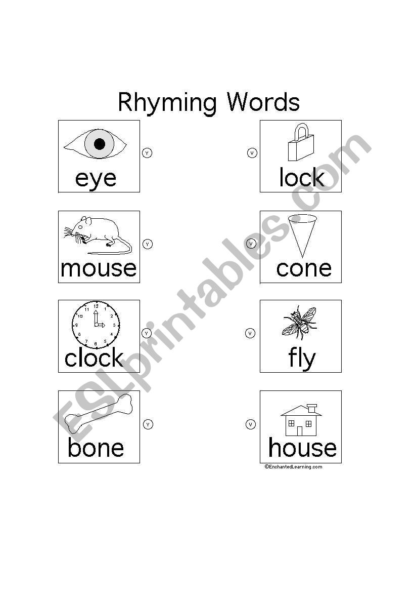 Find the rhyming words worksheet