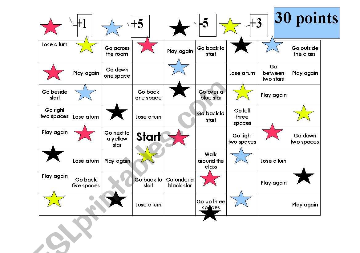Prepositions - Board Game worksheet