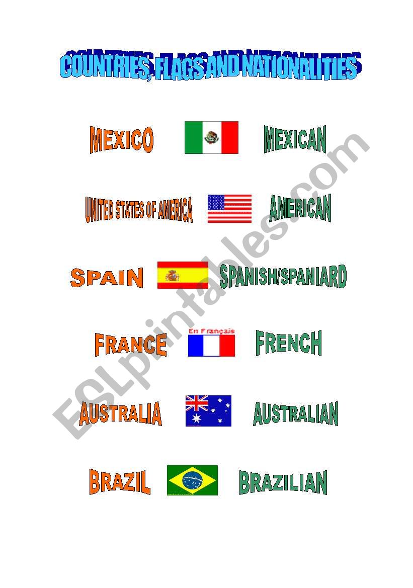 COUNTRIES, FLAGS AND NATIONALITIES