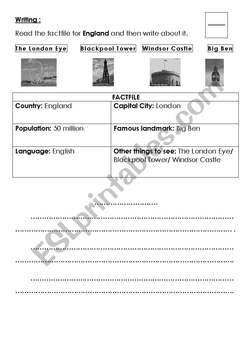 england worksheet