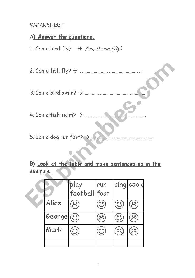 test worksheet