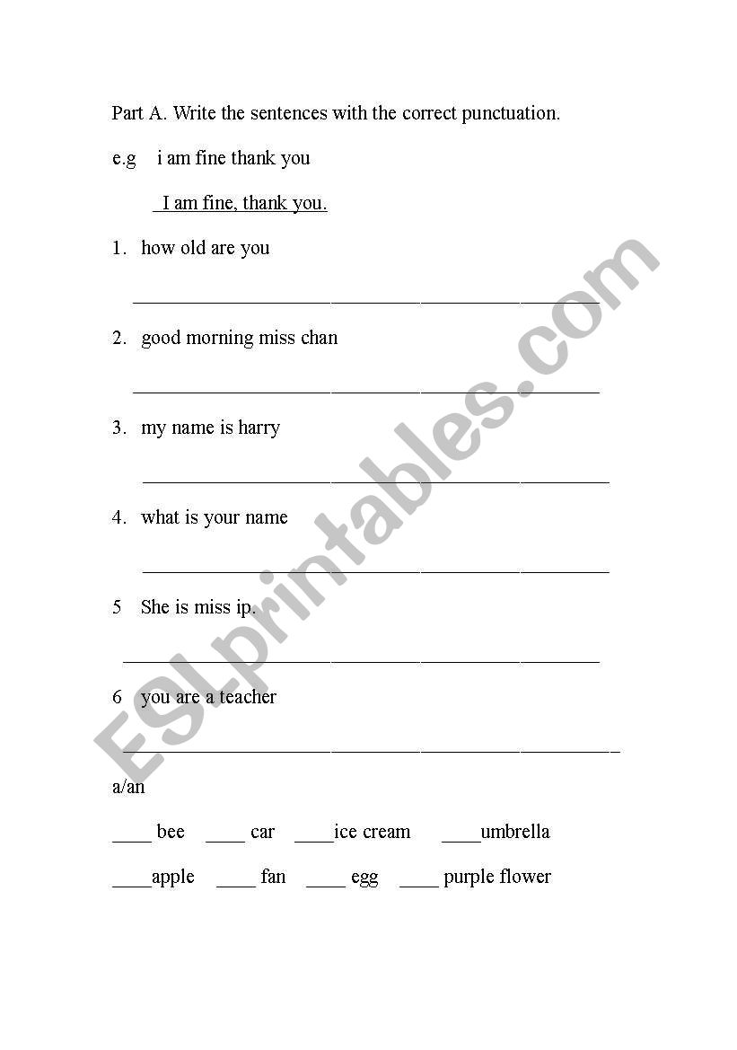  Correct Punctuation worksheet