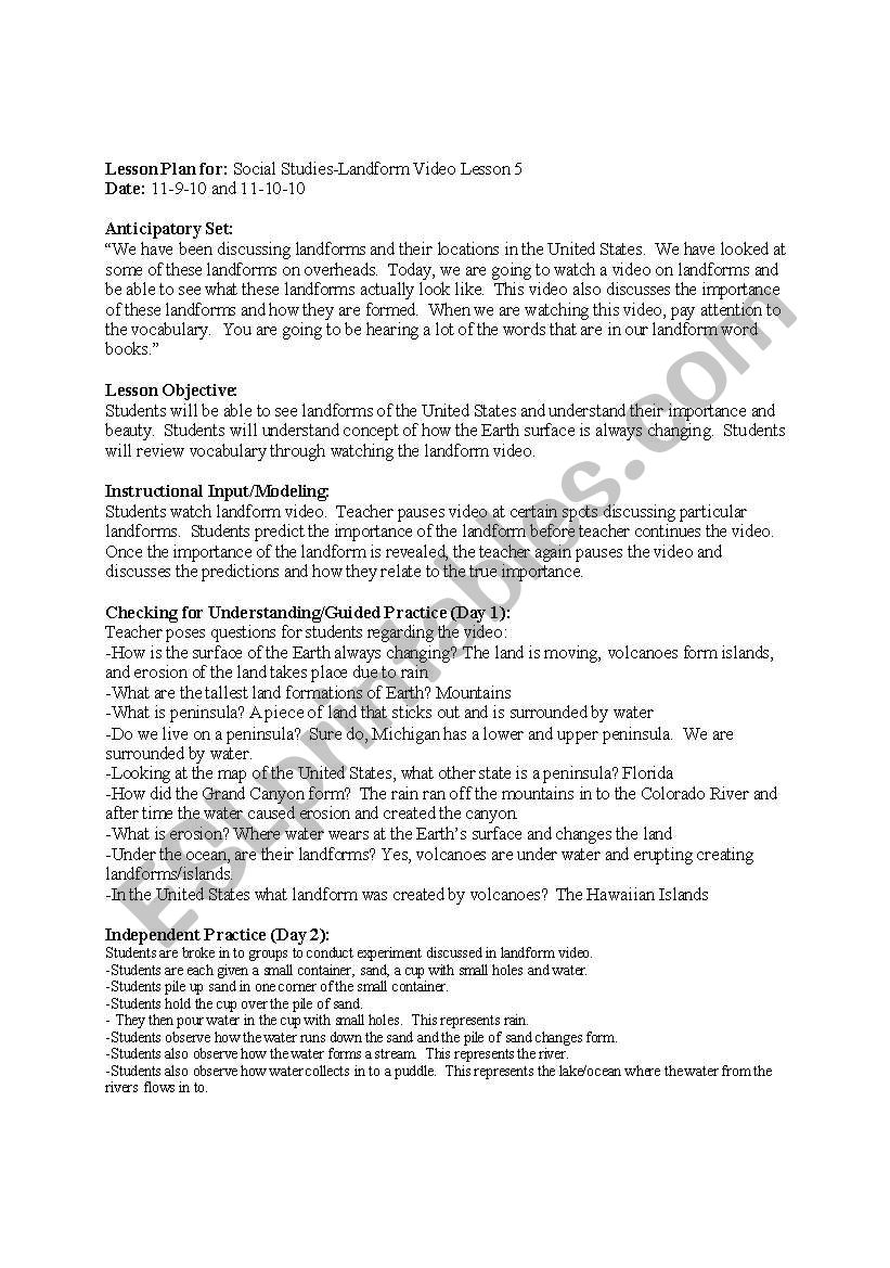 Erosion worksheet