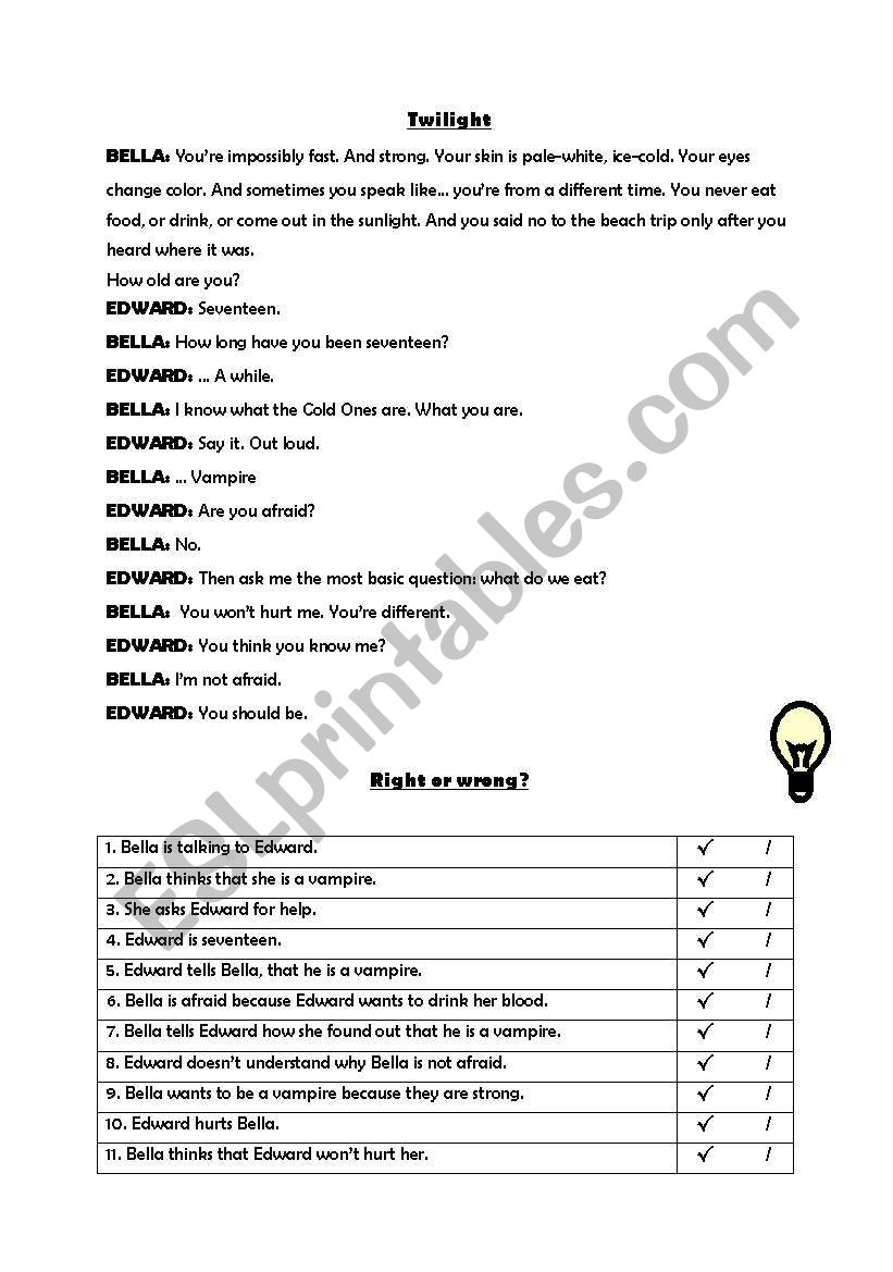 Twilight  worksheet