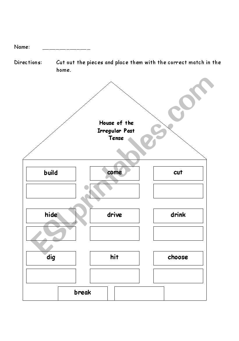 House of Irregular Verbs worksheet