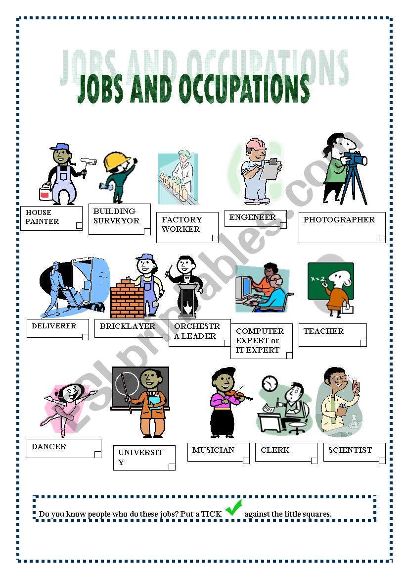 Jobs and Occupations worksheet