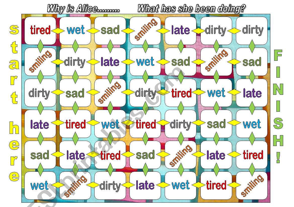 Present Perfect Continuous Board Game ESL Worksheet By Perma