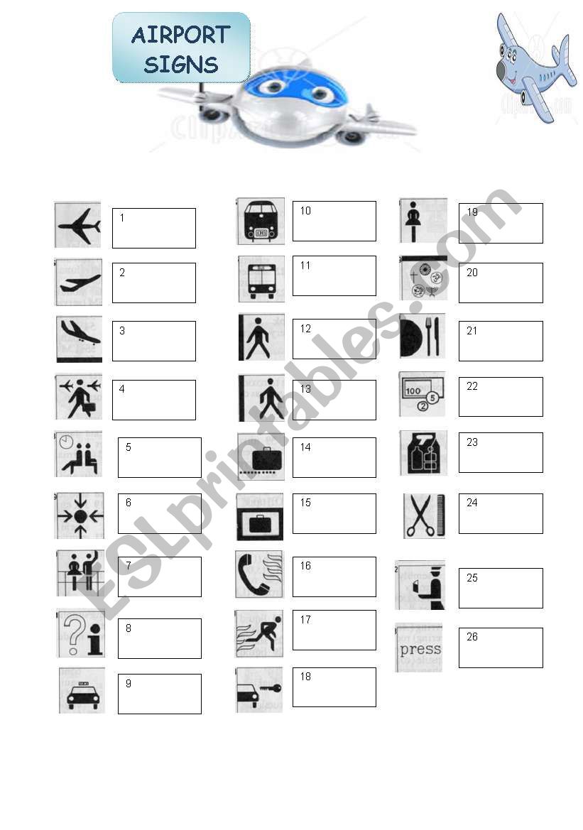 AIRPORT SIGNS worksheet