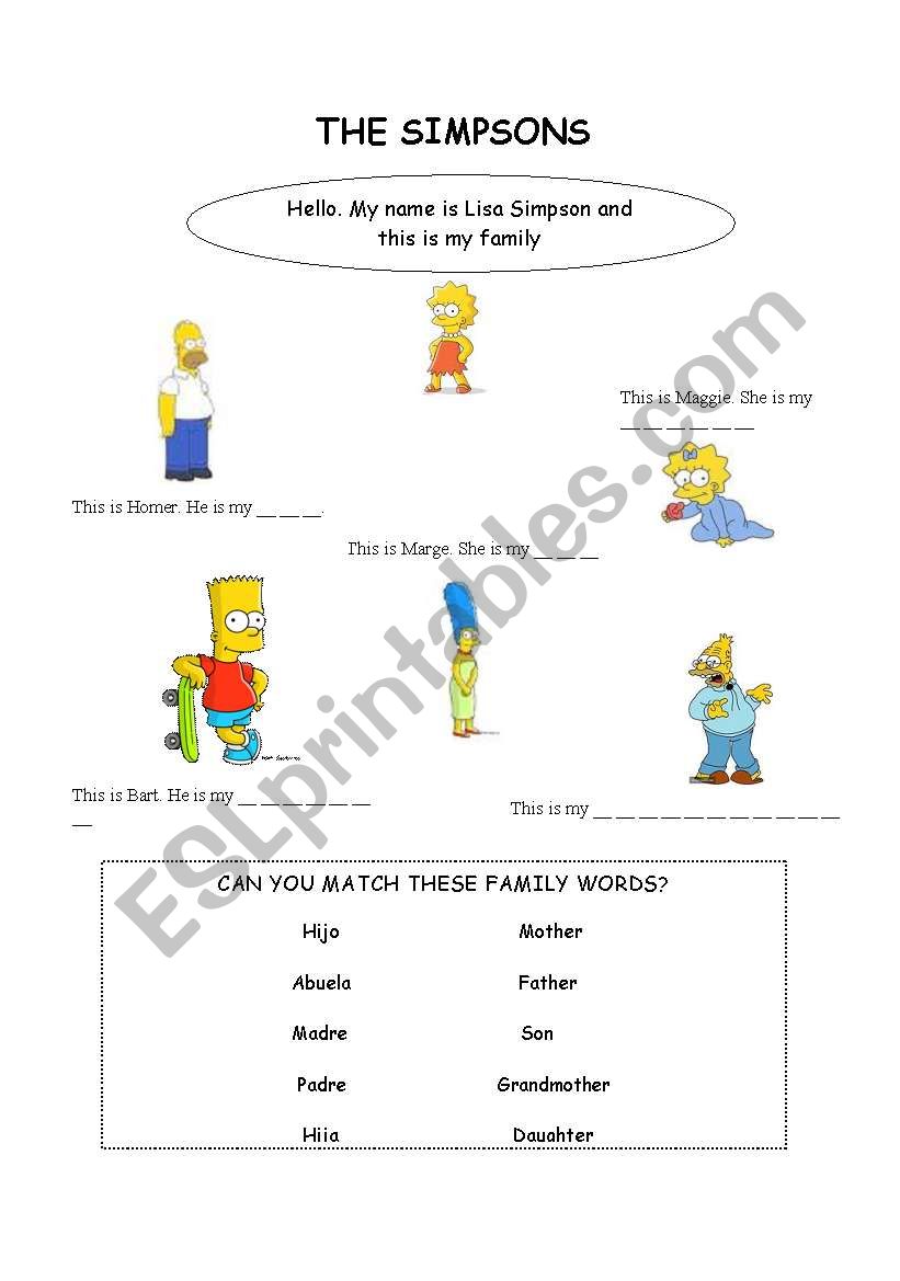 THE SIMPSONS  worksheet