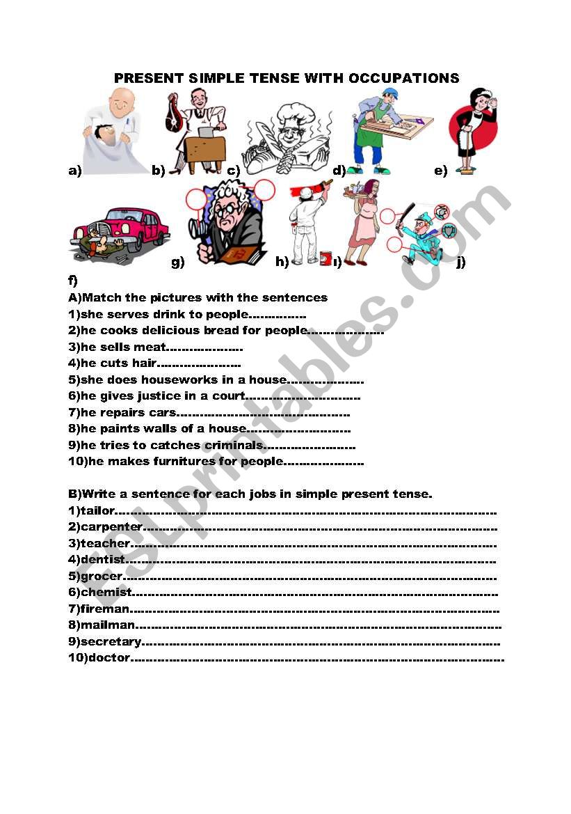 smple present tense worksheet