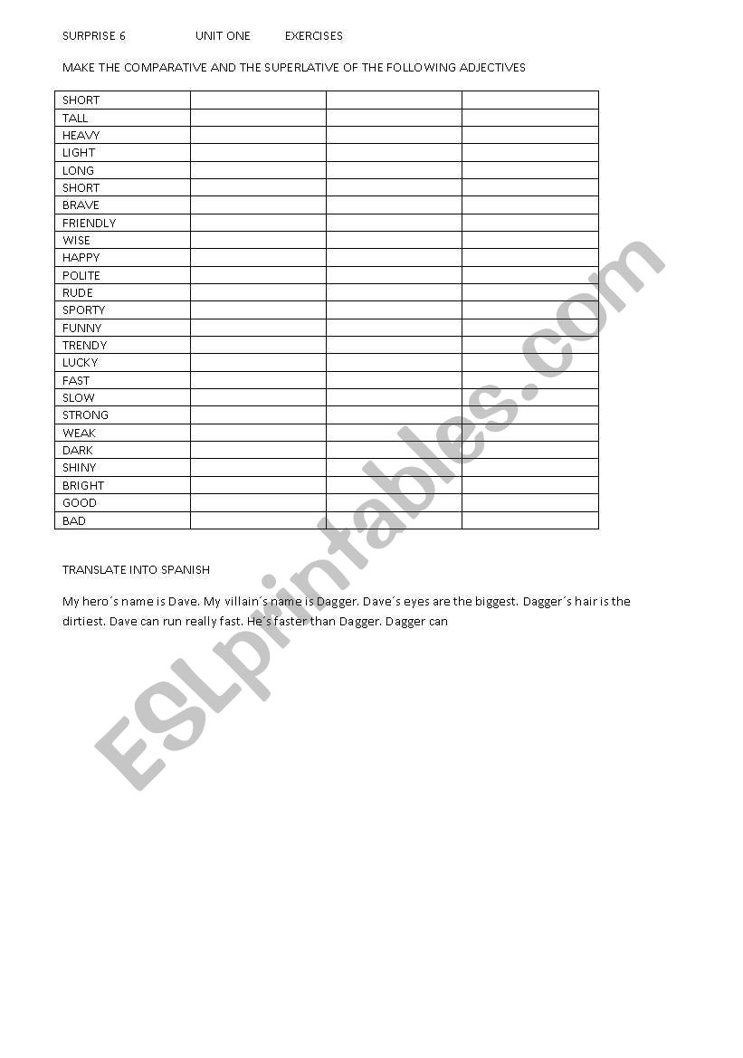 ADJECTIVES COMPARATIVE AND SUPERLATIVE