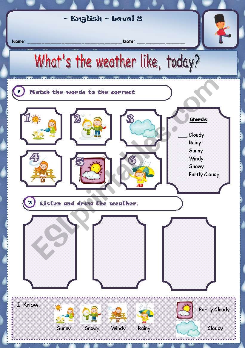 What´s the weather like, today? - ESL worksheet by Graça Alexandre