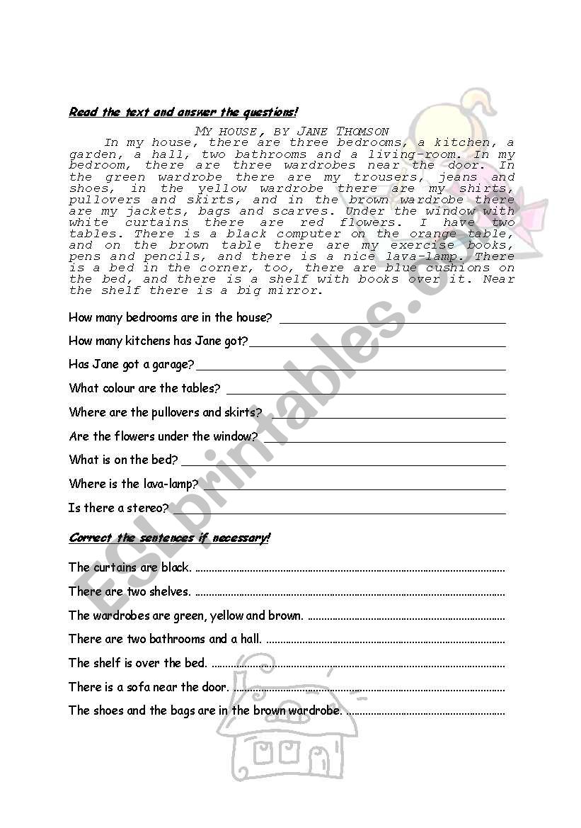 Jane´s House - ESL worksheet by fagiola