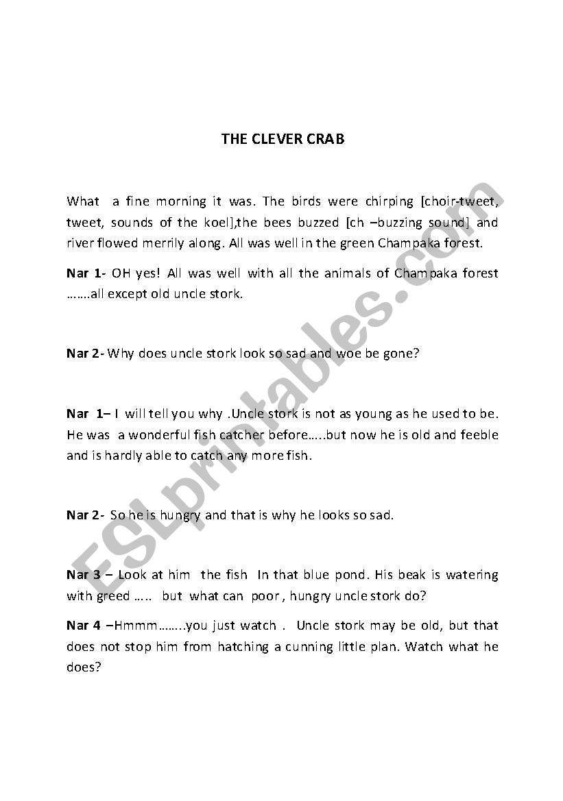 The Clever Crab worksheet