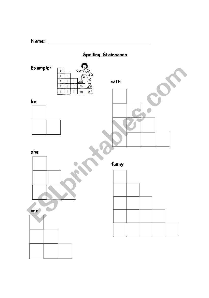 Spelling Staircase worksheet