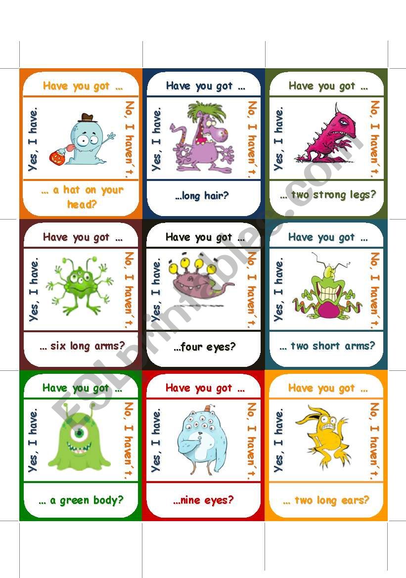 HAVE YOU GOT ... go fish game - ESL worksheet by lisa.weix