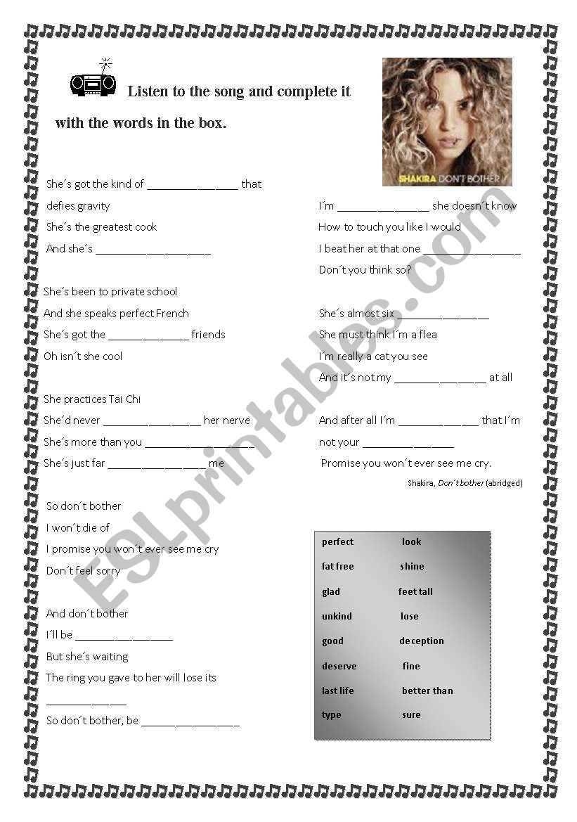 Dont bother me worksheet