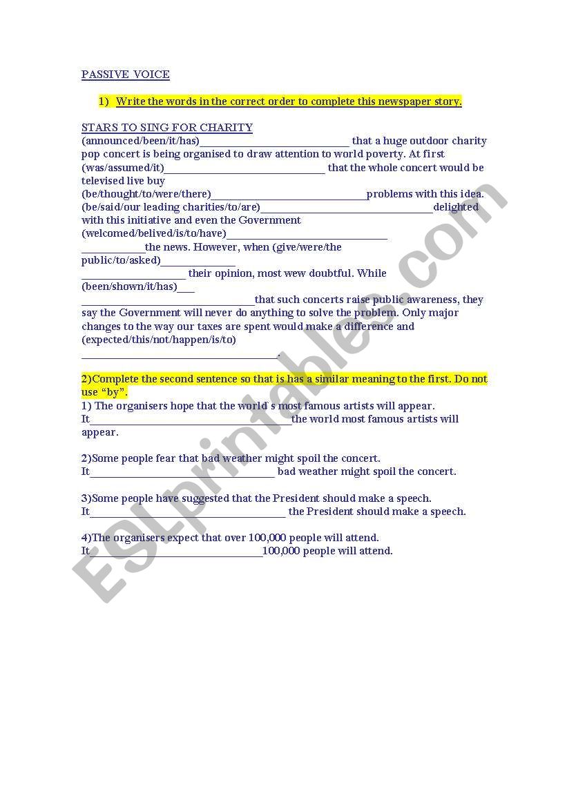 Passive voice worksheet