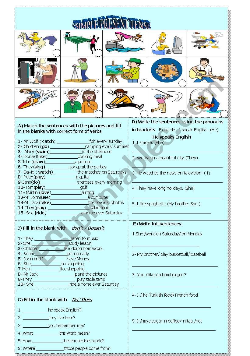 Simple present tense for elementary level