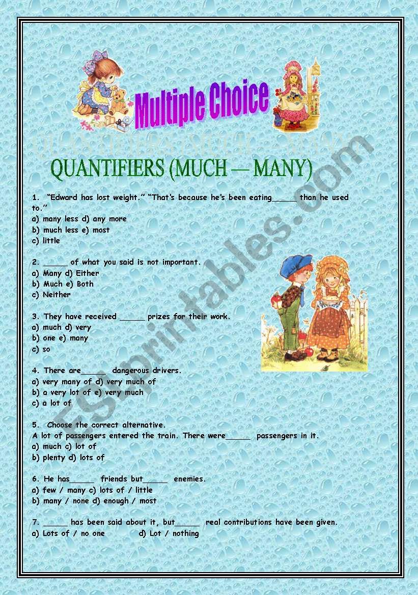 exercises on quantifiers with answers
