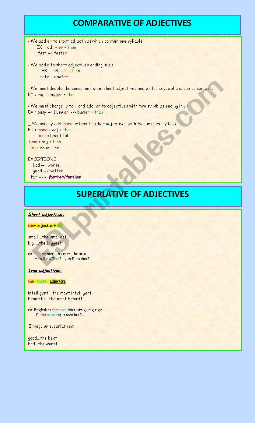 COMPARATIVE AND SUPERLATIVE ADJECTIVE