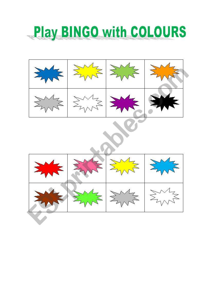 Bingo with colours worksheet