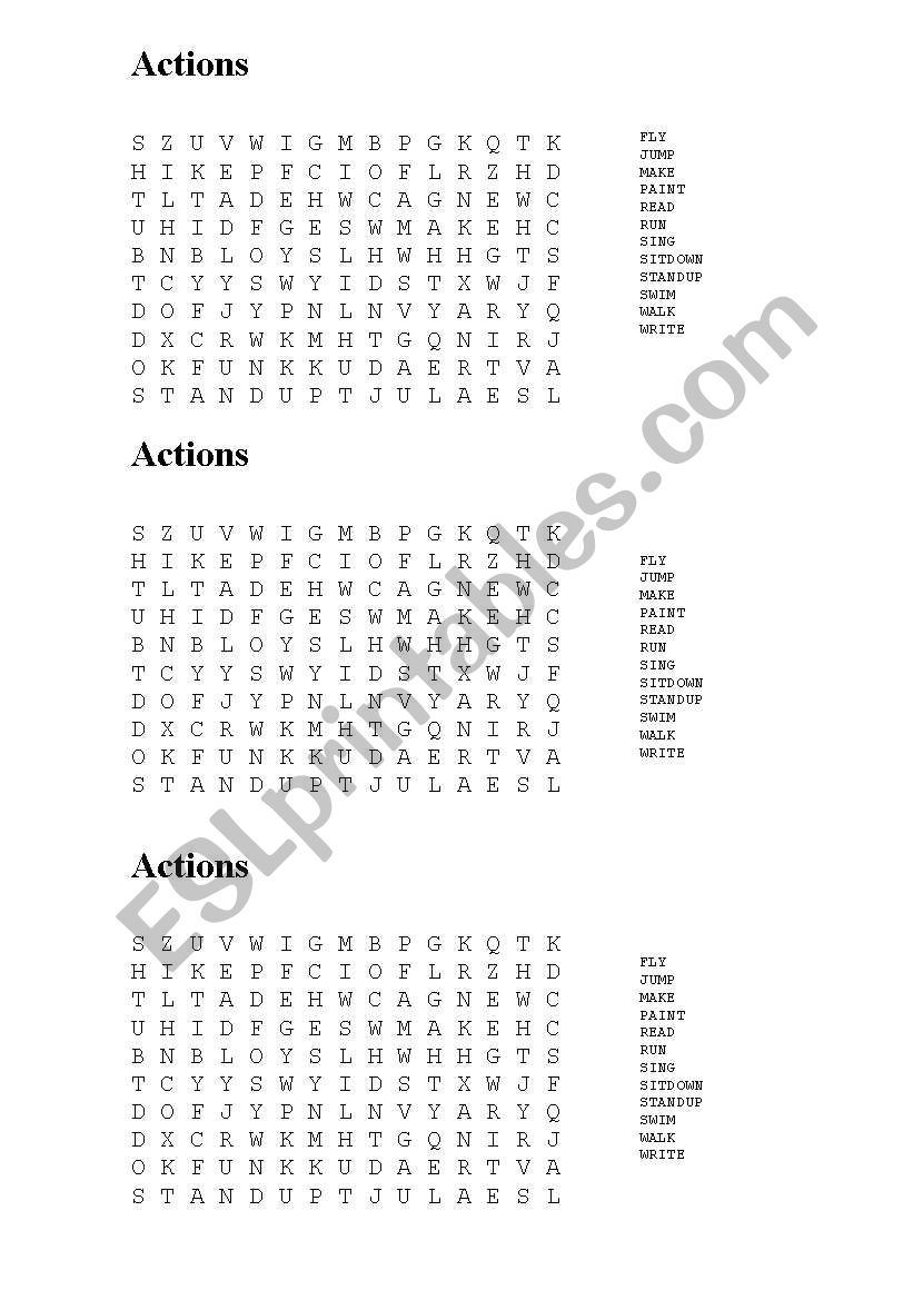 action puzzle worksheet