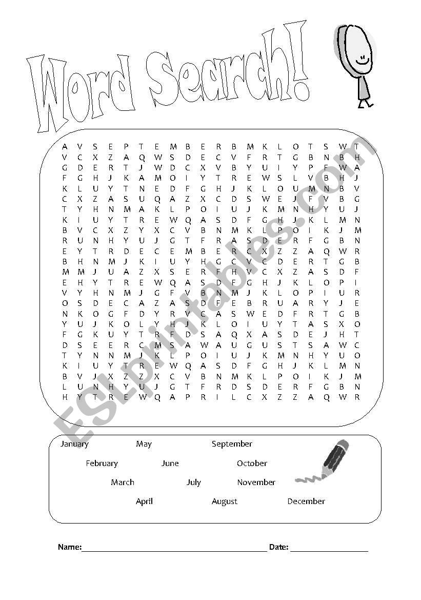 Months Word Search ESL Worksheet By MartaCruz