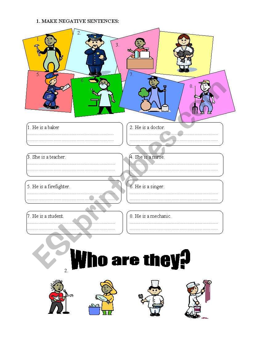 Make negative sentences worksheet