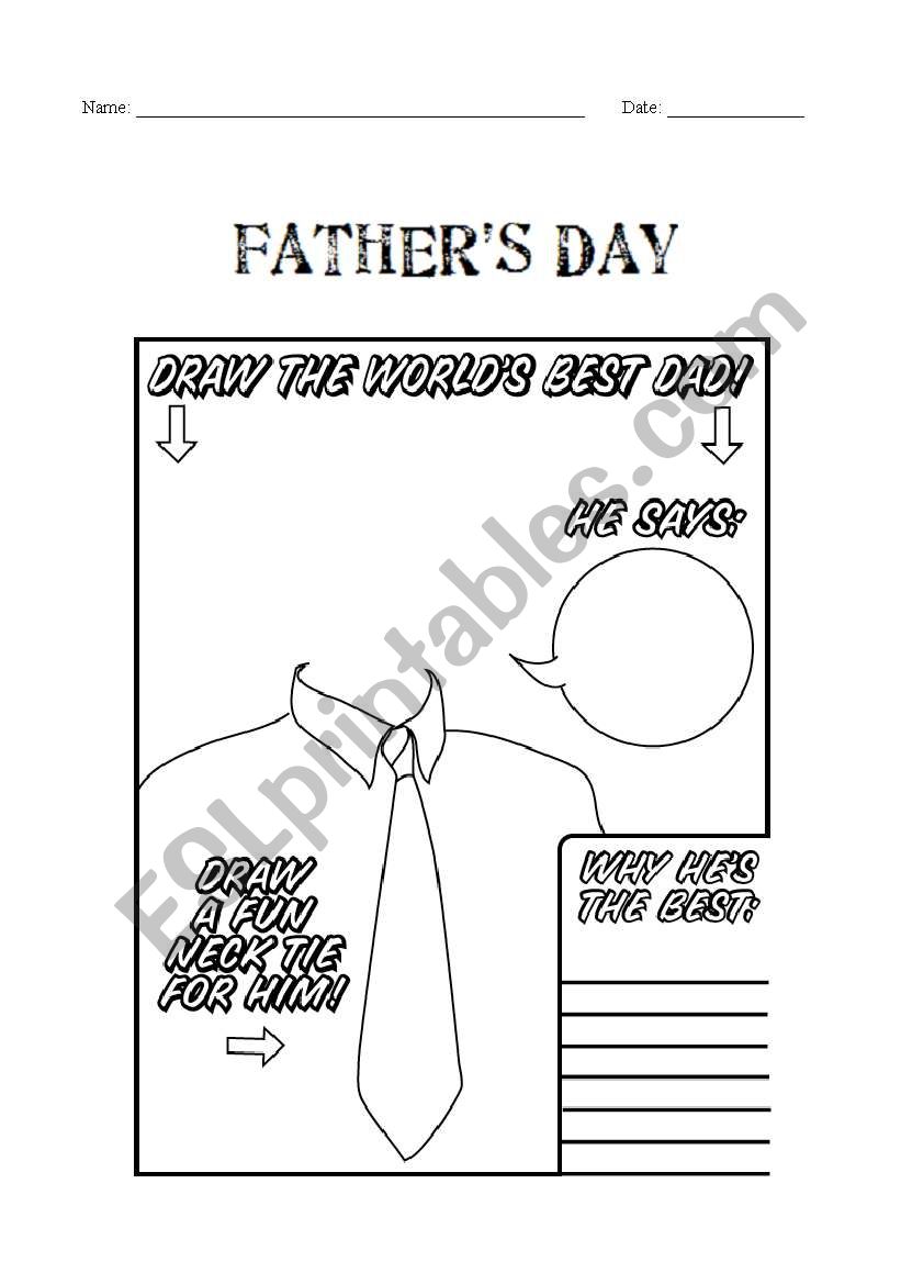 father s day esl worksheet by carlaheaven