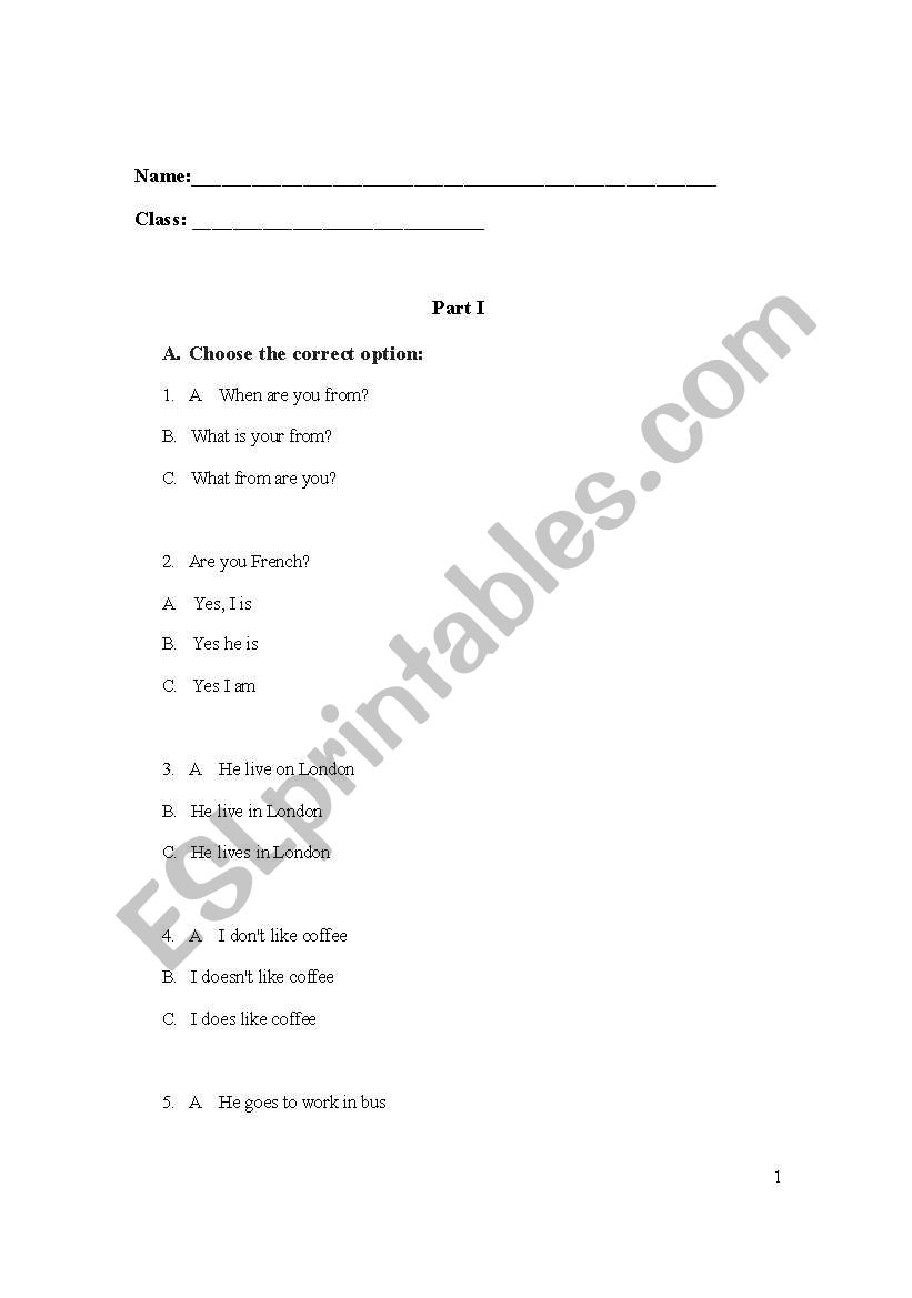 Test worksheet